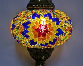 Turkish Mosaic Table Lamp, 13" Tall