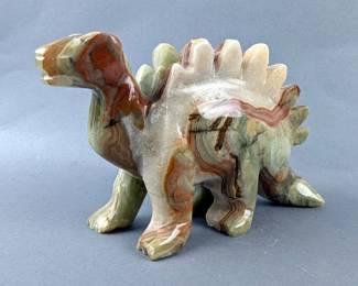 Polished Green Onyx Stegosaurus Statue, 3.5" Tall x 6" Long