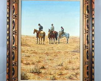 Original 'Three Of A Kind' Oil Painting On Canvas Art Piece, Framed, Frame Measures 32.25" x 26.25", Painting Measures 23.75" x 17.75", Artist Signed "Kenneth Wyatt"
