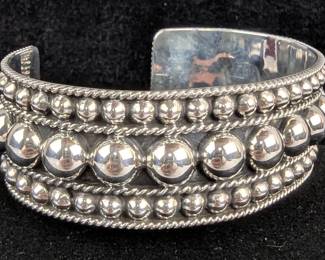 Sterling Silver Cuff Bracelet, 925 Silver, 2.875"