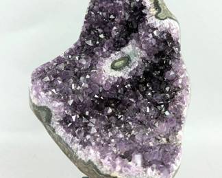 Amethyst Geode Specimen On Metal Display Stand, 6.5" Tall x 4" Wide, 0.86kg