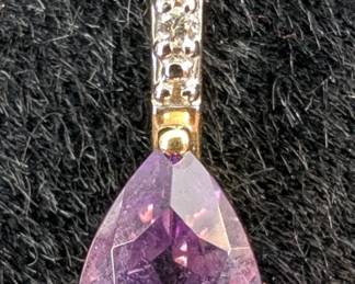 14K Yellow Gold, Diamond, And Amethyst Pendant