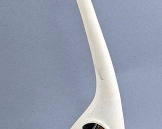 Native American Indian Acoma Pottery Swan Figurine, Artist Signed "KTI 7/85", 9" Tall