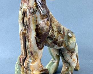 Polished Green Onyx Howling Wolf Statue, 6.25" Tall