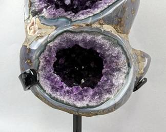 Amethyst Geode On Metal Display Stand, 12.25" Tall