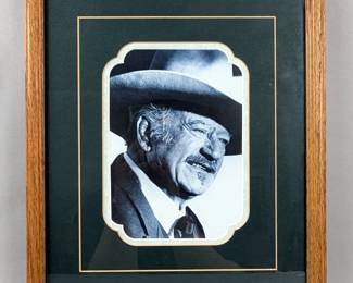 John Wayne Photo Reprint, Framed Under Glass, Frame Measures 16" x 13.25", Print Measures 8.5" x 6"