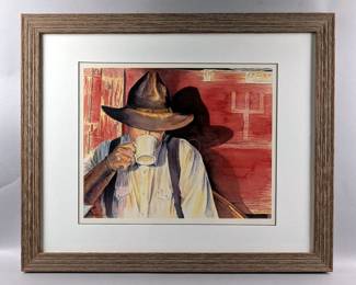 Original Western Watercolor Painting Art Piece, Framed Under Glass, Frame Measures 22.25" x 18.25", Painting Measures 14" x 11.5", Artist Signed