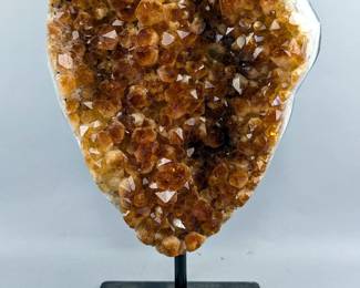 Brazilian Citrine Geode Specimen On Metal Display Stand, 11.5" Tall, 5.75kg