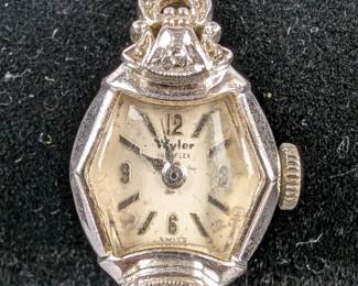 Wyler Diamond And 10K Rolled Gold Plated Ladies' Wrist Watch With Mesh Band