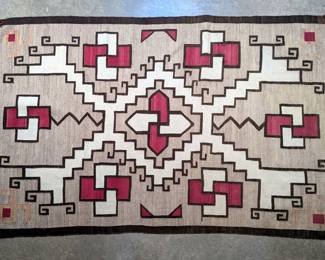 Vintage Native American Navajo Rug With Storm Pattern, 82" x 53"
