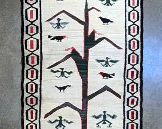 Vintage Native American Navajo Rug With Tree Of Life Pattern, 86" x 42"