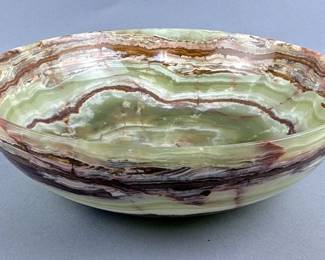 Large Polished Green Onyx Bowl, 11.75" x 3.5"