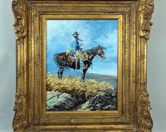 Original 'Windy Ridge' Oil On Canvas Board Painting Art Piece, 1992, Framed, Frame Measures 22.5" x 19.5", Canvas Measures 14" x 11", Artist Signed "Kenneth Wyatt"