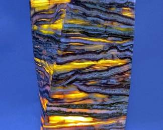 Polished Green Onyx Twisting Pillar Lamp, 17.5" Tall