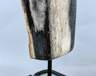 Indonesian Petrified Wood Specimen On Metal Display Stand, 7.75" Tall