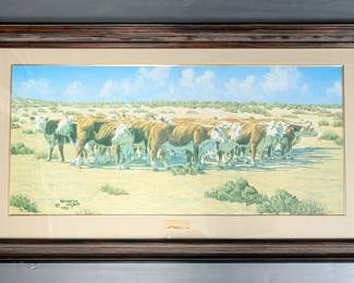 Original 'The Sewing Circle' Acrylic Painting Art Piece On Canvas, Framed Under Glass, Frame Measures 53.5" x 29.5", Canvas Measures 41" x 18.5", Artist Signed "Kenneth Wyatt"