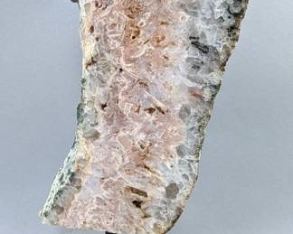 Pink Amethyst Mineral Specimen On Metal Display Stand, 10.5" Tall x 4.75" Wide