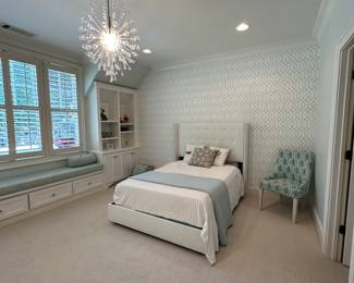 Full size white velour bed
