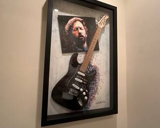 Autographed Eric Clapton guitar framed 