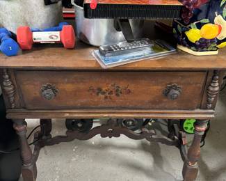 Antique table, old canning pots