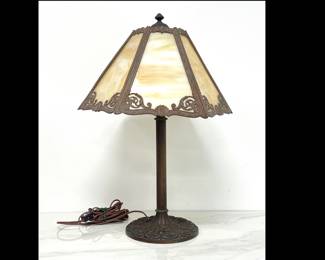 Lot 7340 Antique Slag Glass Table Lamp