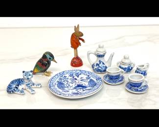Lot 7407 Vintage Miniatures Tea Set Bird Rabbit Tiger