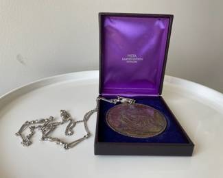Lot 7511 Vintage Towle Sterling Silver Medallion Pendant Pieta by Michelangelo