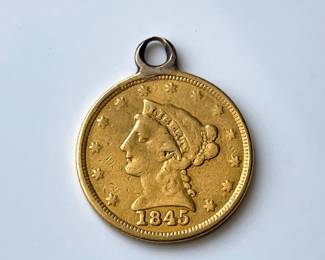 Lot 7518 1845 $2.50 US Gold Coin Pendant