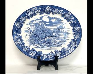 Lot 7391 Antique Woods Burslem England Blue Turkey Platter