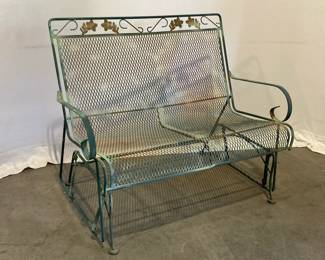 Lot 7331 Vintage Metal Outdoor Glider Bench Loveseat