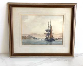 Lot 7491 Francis Leke British, 1912 Harbor Boat Scene Nautical Signed Wall Art