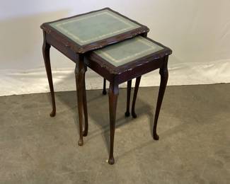 Lot 7466 Vintage Leather Top Nesting End Side Tables