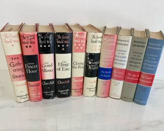 Lot 7579 Vintage Hardcover Collectible Books Winston Churchill Second World War English Speaking Peoples Sets