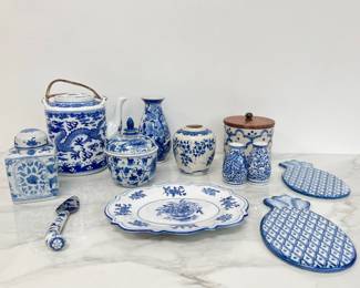 Lot 7396 Vintage Blue White Dishware