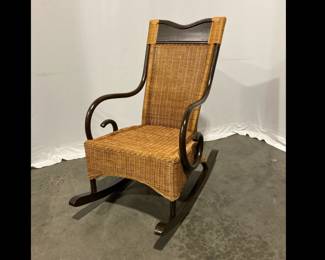 Lot 6989 Pier 1 Bent Wood Wicker Rocker