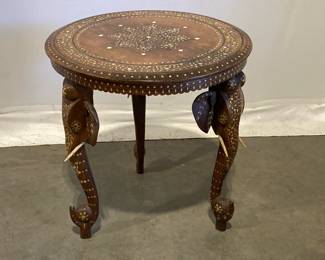 Lot 7463 Inlaid Indian Taj Mahal Elephant Leg Side Table