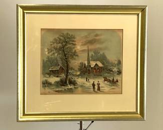 Lot 7475 Antique J. Hoover Son Winter Scene Art Print