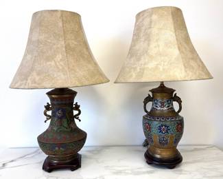 Lot 7449 Vintage Asian Cloisonne Enamel Lamps