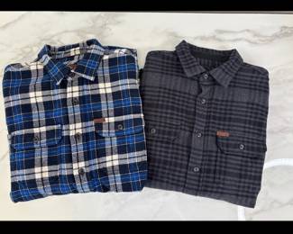 Lot 7380 2 Orvis Heavy Flannel Shirts Mens Size S