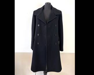 Lot 7423 Calvin Klein Womens Black Wool Double Breasted Trench Coat