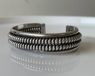 Lot 7498 Vintage Navajo Nora Tahe Sterling Silver Cuff Bracelet