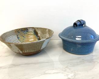 Lot 7531 Vintage Studio Pottery Large Bowl and Casserole
