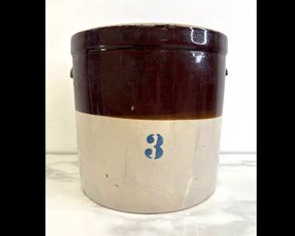 Lot 7442 Vintage Antique 3 Stoneware Crock