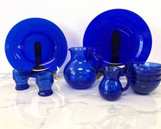 Lot 7425 Cobalt Blue Glassware some Arcoroc