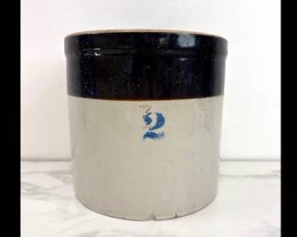 Lot 7444 Vintage Antique 2 Stoneware Crock