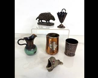 Lot 7294 Vintage Metal Toothpick Holders Porcupine Umbrella Pitcher Bird etc