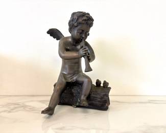 Lot 7020 Cast Metal Cherub Sculpture
