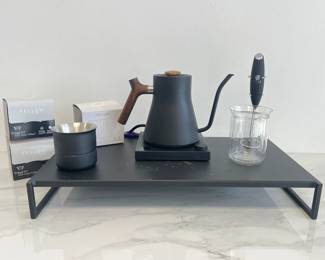 Lot 7366 Fellow Stagg Pour Over Coffee Maker Set w Heater Base Dripper Filters Frother Tray