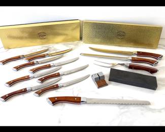 Lot 7534 Carvel Hall Stainless Knife Sets and Bread Knife and Sharpeners