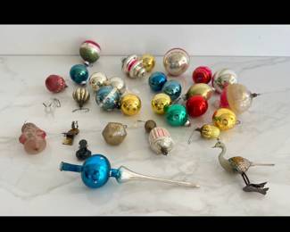 Lot 7408 Antique Vintage Christmas Ornaments Tree Topper